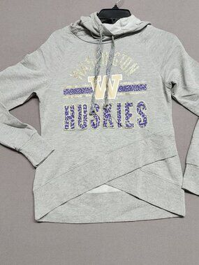 Washington Huskies Womens Hoodie Sweatshirt Medium Cotton Blend Gray Gold 125